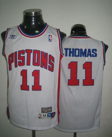 Throwback Detroit Pistons -11 Thomas White Stitched NBA Jersey