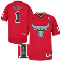 Autographed Chicago Bulls -1 Derrick Rose Red Swingman Stitched NBA Jersey