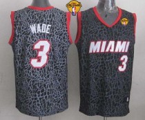 Miami Heat -3 Dwyane Wade Black Crazy Light Finals Patch Stitched NBA Jersey