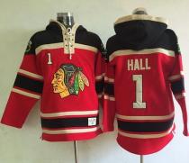 Chicago Blackhawks -1 Glenn Hall Red Sawyer Hooded Sweatshirt Stitched NHL Jersey