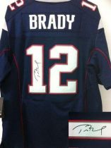 Nike New England Patriots -12 Tom Brady Navy Blue Team Color Mens Stitched NFL Elite Autographed Jer