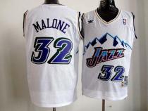 Utah Jazz -32 Karl Malone White Throwback Stitched NBA Jersey