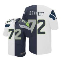 Nike Seahawks -72 Michael Bennett White Steel Blue Stitched NFL Elite Split Jersey