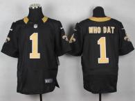 Nike New Orleans Saints #1 Who Dat Black Team Color Men's Stitched NFL Elite Jersey