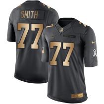 Nike Cowboys -77 Tyron Smith Black Stitched NFL Limited Gold Salute To Service Jersey