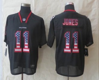 2014 New Nike Atlanta Falcons 11 Jones USA Flag Fashion Black Elite Jerseys