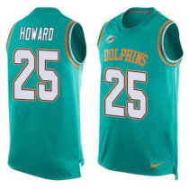 Nike Dolphins -25 Xavien Howard Aqua Green Team Color Stitched NFL Limited Tank Top Jersey