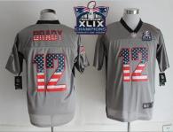 Nike New England Patriots -12 Tom Brady Grey Super Bowl XLIX Champions Patch Mens Stitched NFL Elite