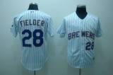 Milwaukee Brewers -28 Prince Fielder Stitched White Blue Strip MLB Jersey