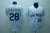 Milwaukee Brewers -28 Prince Fielder Stitched White Blue Strip MLB Jersey