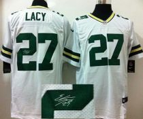 Nike Green Bay Packers #27 Eddie Lacy White Men's Stitched NFL Elite Autographed Jersey