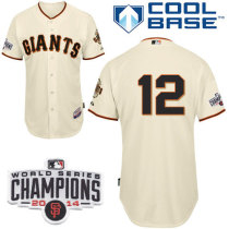 San Francisco Giants #12 Joe Panik Cream Home Cool Base W 2014 World Series Champions Patch Stitched