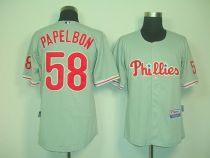 Philadelphia Phillies #58 Jonathan Papelbon Grey Cool Base Stitched MLB Jersey