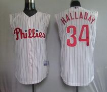 Philadelphia Phillies #34 Roy Halladay White Red Strip  Vest Style Stitched MLB Jersey