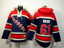 New York Rangers -61 Rick Nash Navy Blue Sawyer Hooded Sweatshirt Stitched NHL Jersey