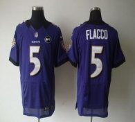 Nike Ravens -5 Joe Flacco Purple Team Color With Art Patch Stitched NFL Elite Jersey