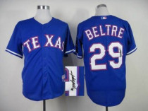 MLB Texas Rangers #29 Adrian Beltre Stitched Blue Autographed Jersey