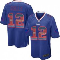 Nike Bills -12 Jim Kelly Royal Blue Team Color Stitched NFL Limited Strobe Jersey