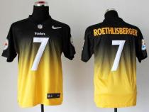 Nike Pittsburgh Steelers #7 Ben Roethlisberger Black Gold Men's Stitched NFL Elite Fadeaway Fashion