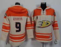 Anaheim Ducks -9 Paul Kariya Cream Orange Sawyer Hooded Sweatshirt Stitched NHL Jersey
