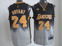 Los Angeles Lakers -24 Kobe Bryant Black Grey Fadeaway Fashion Stitched NBA Jersey