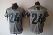 Nike Seattle Seahawks #24 Marshawn Lynch Grey Shadow Men‘s Stitched NFL Elite Jersey