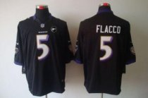Nike Ravens -5 Joe Flacco Black Alternate With Art Patch Stitched NFL Limited Jersey