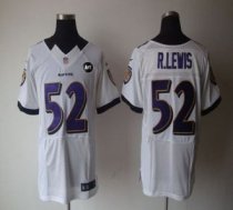 Nike Ravens -52 Ray Lewis White With Art Patch Stitched NFL Elite Jersey