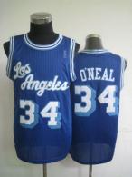 Los Angeles Lakers -34 Shaquille O Neal Blue Throwback Stitched NBA Jersey