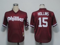 Mitchell and Ness 1991 Philadelphia Phillies #15 Dave Hollins Red Stitched MLB Jersey