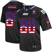 Nike New York Giants #80 Victor Cruz Black With 1925-2014 Season Patch Men's Stitched NFL Elite USA