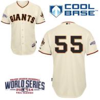San Francisco Giants #55 Tim Lincecum Cream Cool Base W 2014 World Series Patch Stitched MLB Jersey