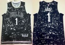 Chicago Bulls -1 Derrick Rose Black City Light Stitched NBA Jersey