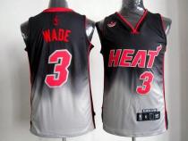 Miami Heat -3 Dwyane Wade Black Grey Fadeaway Fashion Stitched NBA Jersey
