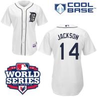 Detroit Tigers #14 Austin Jackson White Cool Base w 2012 World Series Patch Stitched MLB Jersey