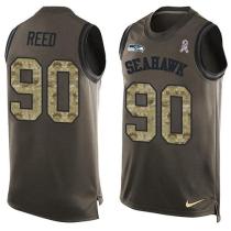 Nike Seahawks -90 Jarran Reed Green Stitched NFL Limited Salute To Service Tank Top Jersey