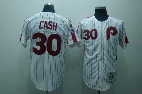 Mitchell And Ness Philadelphia Phillies #30 Dave Cash Stitched White Red Strip Throwback MLB Jersey