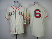 Mitchell And Ness 1946 Boston Red Sox #6 Johnny Pesky Cream Throwback Stitched MLB Jersey