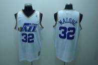 Mitchell and Ness Utah Jazz -32 Karl Malone Stitched White Throwback NBA Jersey
