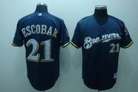 Milwaukee Brewers -21 Alcides Escobar Stitched Blue Cool Base MLB Jersey