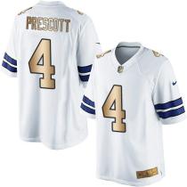 Nike Cowboys -4 Dak Prescott White Stitched NFL Limited Gold Jersey