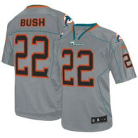 Nike Dolphins -22 Reggie Bush Lights Out Grey Stitched NFL Elite Jersey