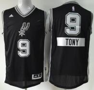 San Antonio Spurs -9 Tony Parker Black 2014-15 Christmas Day Stitched NBA Jersey