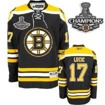 Boston Bruins 2011 Stanley Cup Champions Patch -17 Milan Lucic Black Stitched NHL Jersey