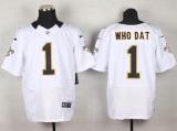 Nike New Orleans Saints #1 Who Dat White Men's Stitched NFL Elite Jersey