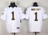 Nike New Orleans Saints #1 Who Dat White Men's Stitched NFL Elite Jersey