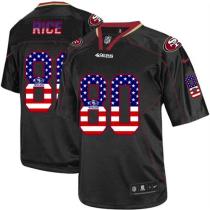 Nike San Francisco 49ers #80 Jerry Rice Black Men‘s Stitched NFL Elite USA Flag Fashion Jersey