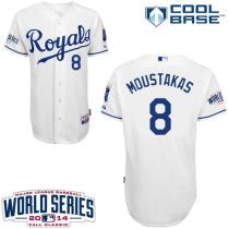 Kansas City Royals -8 Mike Moustakas White Cool Base W 2014 World Series Patch Stitched MLB Jersey