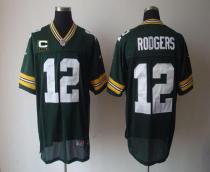 Nike Green Bay Packers #12 Aaron Rodgers Green Team Color With C Patch Men's Stitched NFL Elite Jers
