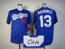 Autographed MLB Los Angeles Dodgers -13 Hanley Ramirez Blue Cool Base Stitched Jersey